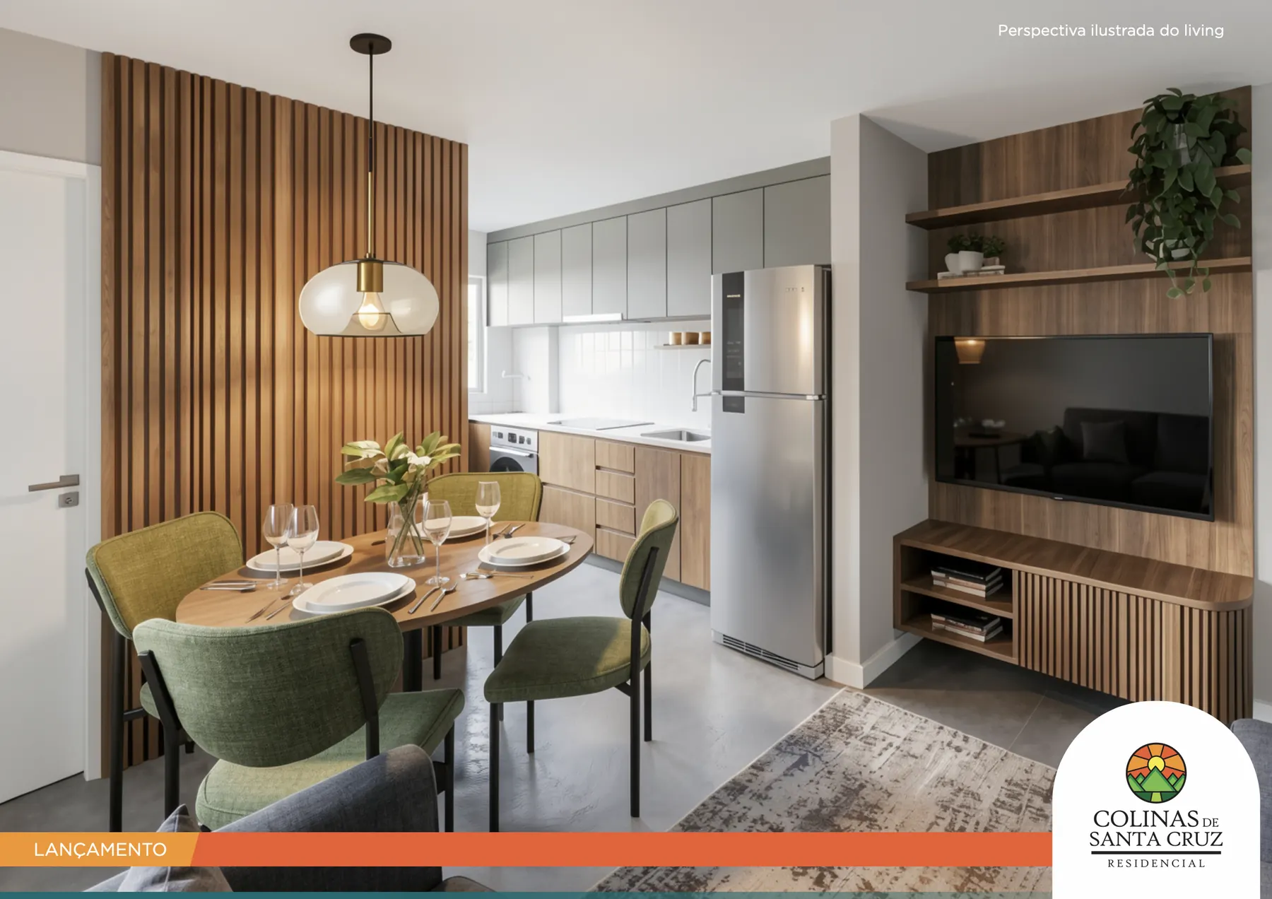Living integrado do apartamento
